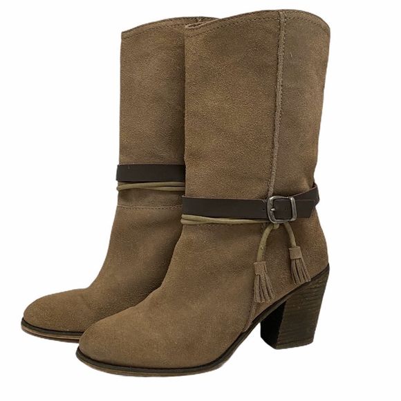 Mia Limited Edition Tooledo Leather Boots w/ Tassel & Buckle Belt Accent Sz 9M - Picture 6 of 9